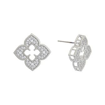 Juvell 18k White Gold Plated Cubic Zirconia Stud Earrings