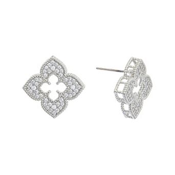 Juvell 18k White Gold Plated Cubic Zirconia Stud Earrings