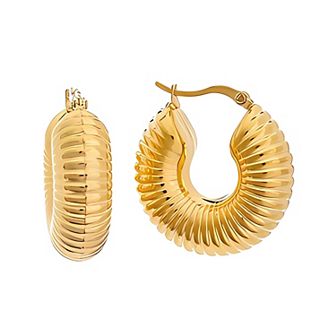 Juvell 18k Gold Plated Shiny Textured Hoop Earrings