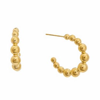 Juvell 18k Gold Plated Beaded Hoop Earrings