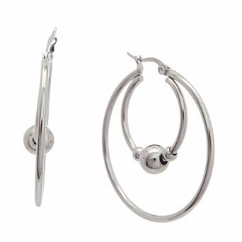 Juvell 18k White Gold Plated Double Hoop Earrings