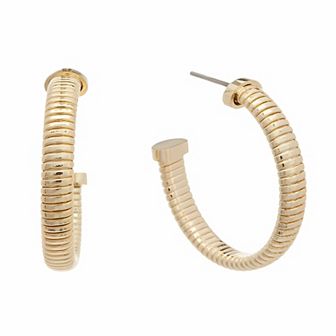 Juvell 18k Gold Plated Textured Shiny Hoop Earrings
