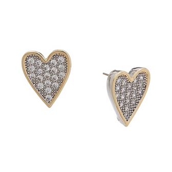 Juvell 18k Gold Plated Cubic Zirconia Heart Stud Earrings