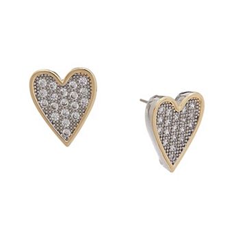 Juvell 18k Gold Plated Cubic Zirconia Heart Stud Earrings