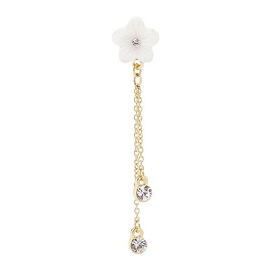 LC Lauren Conrad Gold Tone White Flower Post Earrings with Crystal Stone Drops