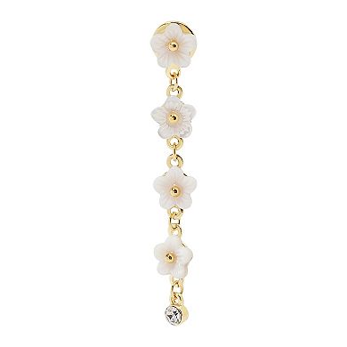 LC Lauren Conrad Gold Tone White Flower Linear Drop Earrings