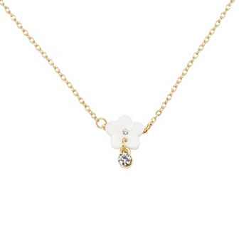 LC Lauren Conrad Gold Tone Chain White Flower Pendant Necklace