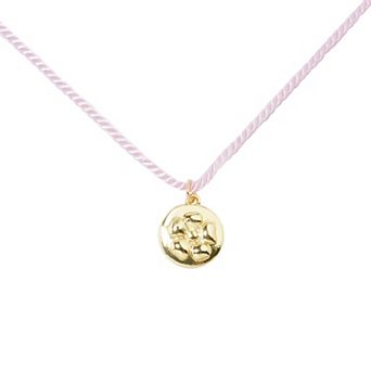 LC Lauren Conrad Pink Cord Gold Tone Pendant Necklace