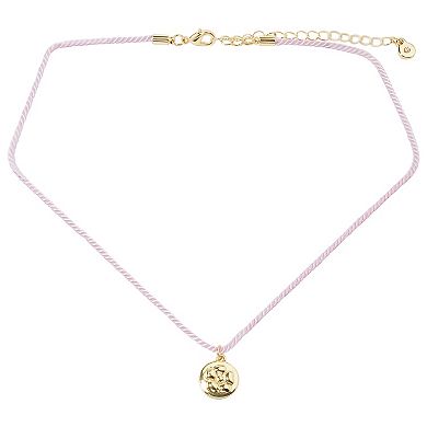 LC Lauren Conrad Pink Cord Gold Tone Pendant Necklace