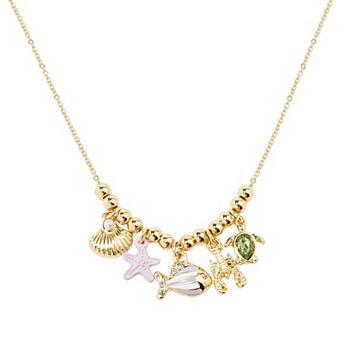 LC Lauren Conrad Gold Tone Chain Sea Life Charm Necklace
