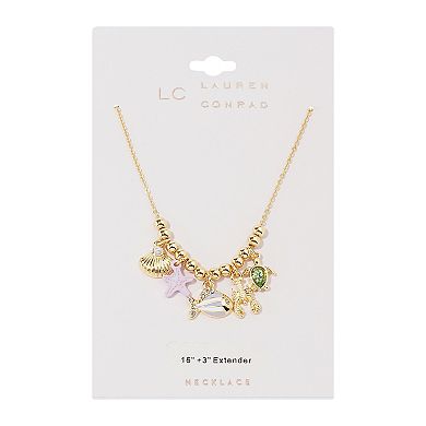 LC Lauren Conrad Gold Tone Chain Sea Life Charm Necklace