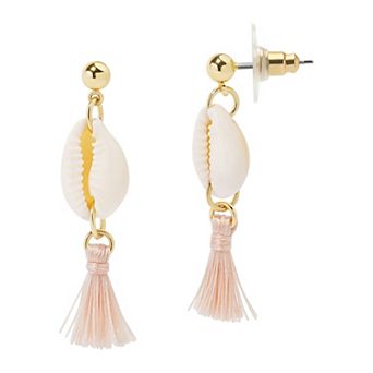 LC Lauren Conrad Gold Tone Shell Nickel Free Drop Earrings