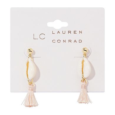 LC Lauren Conrad Gold Tone Shell Nickel Free Drop Earrings