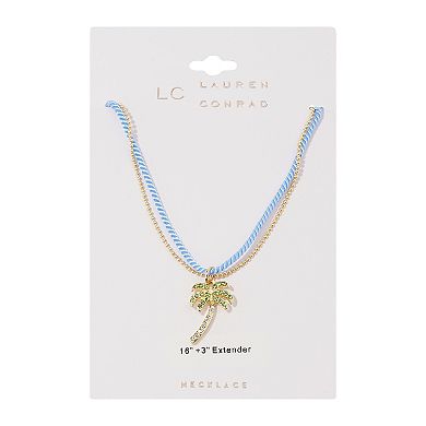 LC Lauren Conrad Blue Cord Palm Tree Neckalce