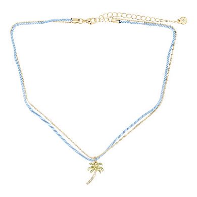 LC Lauren Conrad Blue Cord Palm Tree Neckalce