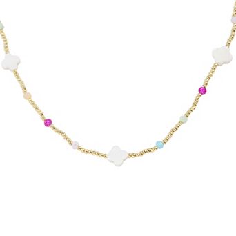 LC Lauren Conrad Gold Tone Beaded Clover Necklace