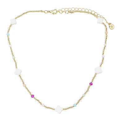 LC Lauren Conrad Gold Tone Beaded Clover Necklace