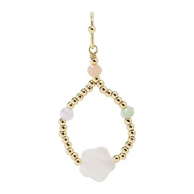 LC Lauren Conrad Gold Tone White Clover Multi-Color Nickel Free Beaded Earrings