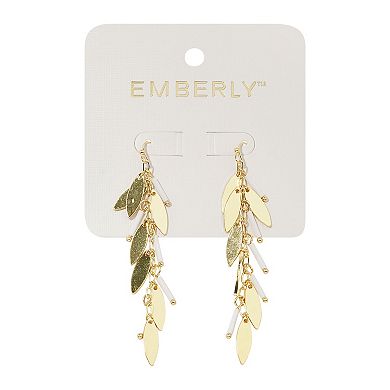 Emberly Gold Tone White Shaky Leaf Nickel Free Earrings