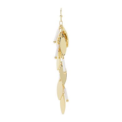 Emberly Gold Tone White Shaky Leaf Nickel Free Earrings