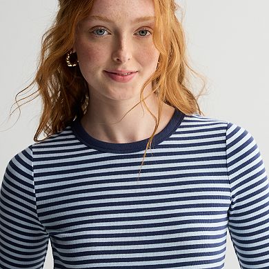 Juniors' SO® Long Sleeve Rib Crew Top