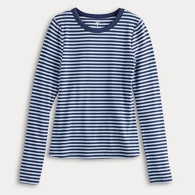 Juniors' SO® Long Sleeve Rib Crew Top