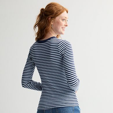 Juniors' SO® Long Sleeve Rib Crew Top