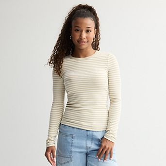 Juniors' SO® Long Sleeve Rib Crew Top