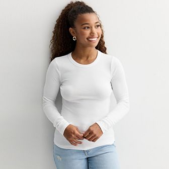 Juniors' SO® Long Sleeve Rib Crew Top