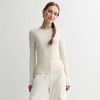 Juniors' SO® Long Sleeve Rib Crew Top