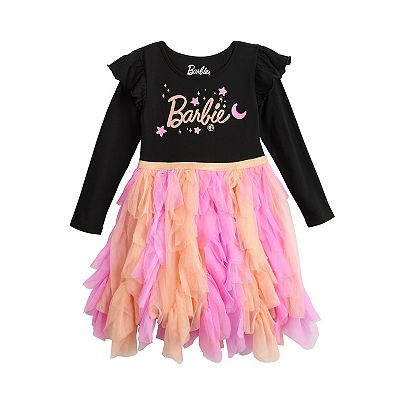Baby & Toddler Girl Barbie Moon And Star Long Sleeve Tutu Dress