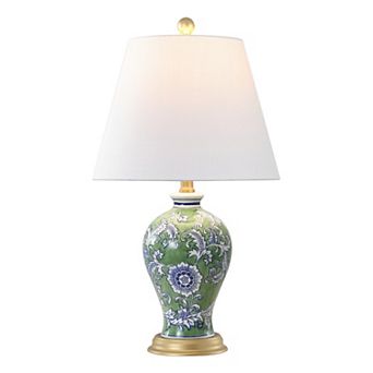 Grace French Country Cottage Ceramic Iron Floral Urn LED Table Lamp