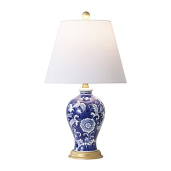 Grace French Country Cottage Ceramic Iron Floral Urn LED Table Lamp