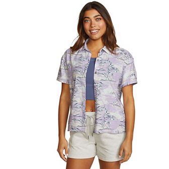 Petite Eddie Bauer Baja Button Front Short Sleeve Shirt