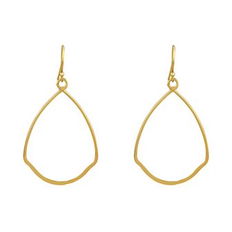 Primavera 24k Gold Over Silver Open Circle Flat Drop Earrings