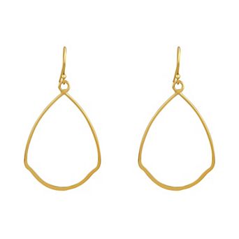 Primavera 24k Gold Over Silver Open Circle Flat Drop Earrings