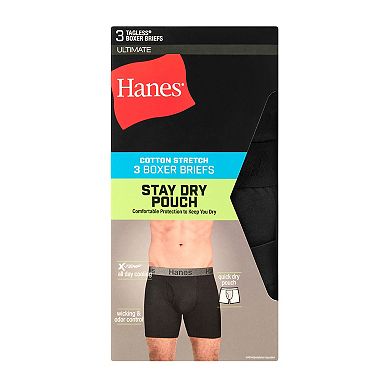 Men's Hanes® 3-Pack Stay Dry Pouch Stretch Boxer Brief Underwear