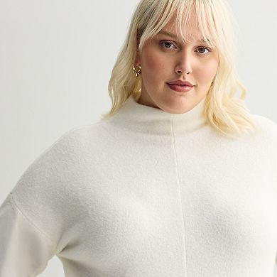 Plus Size Nine West Soft Funnel Neck Relaxed Sweater