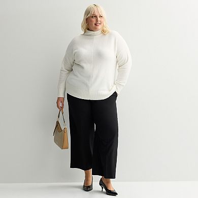 Plus Size Nine West Soft Funnel Neck Relaxed Sweater