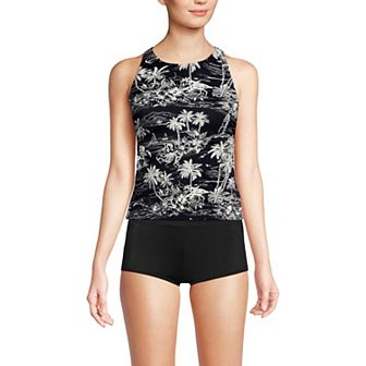 Petite Lands' End Tugless High Neck Strappy Back Tankini Swimsuit Top