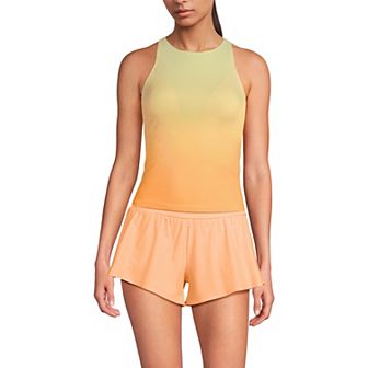 Petite Lands' End Tugless High Neck Strappy Back Tankini Swimsuit Top
