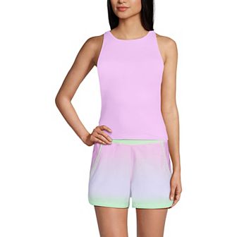 Petite Lands' End Tugless High Neck Strappy Back Tankini Swimsuit Top