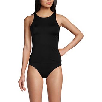 Women's Lands' End High Neck Strappy Back Tankini Swim Top
