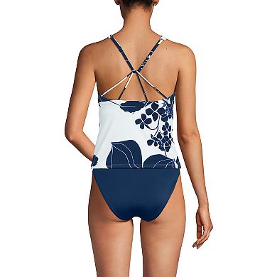 Womens Lands' End DDD-Cup Tugless High Neck Strappy Back Tankini Swimsuit Top