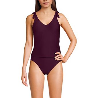 Women's Lands' End Tie Shoulder Ribbed Flutter Tankini Top