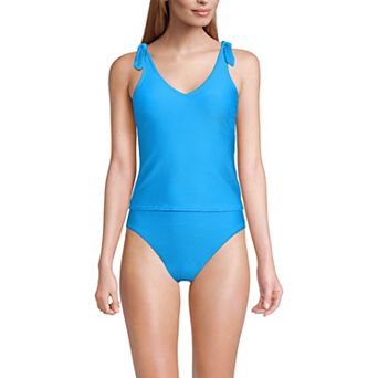 Women's Lands' End Tie Shoulder Ribbed Flutter Tankini Top