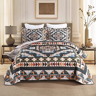 Marcielo 3 pc Southwestern Geometry Lightweight Quilt Bedspread Set