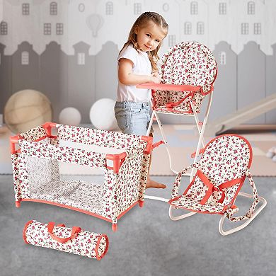 3-1 Doll Bouncer and Pack N Play Pink for 18-inch Dolls