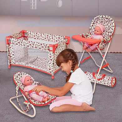 3-1 Doll Bouncer and Pack N Play Pink for 18-inch Dolls