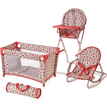 3-1 Doll Bouncer and Pack N Play Pink for 18-inch Dolls